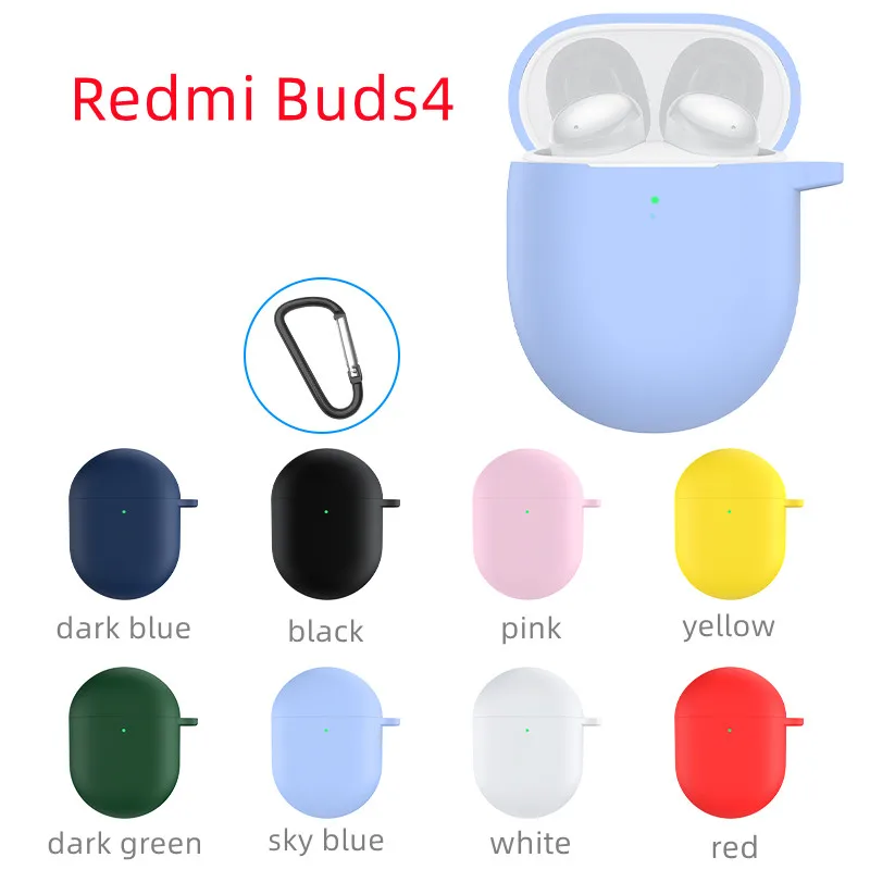 For Xiaomi Redmi Buds 4 Earphone Protective Case Silicone Case Cute Cover, Siamese Silicone Pure color Cover for Redmi Buds 4