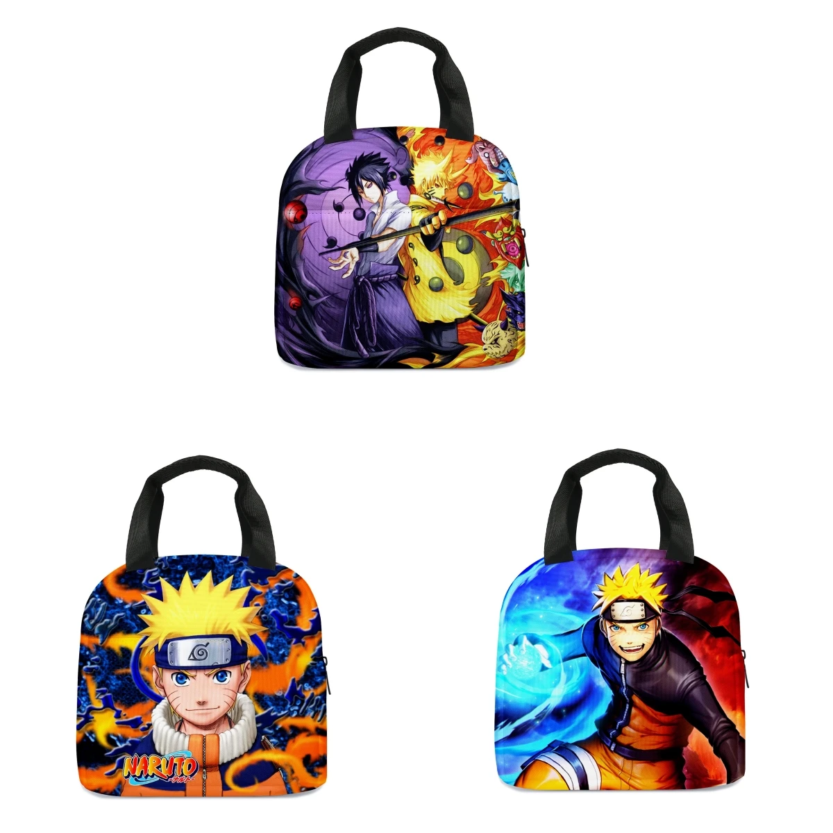 Naruto Uzumaki Naruto Uchiha Sasuke New Hot Blooded Anime Figure Schoolchildren Ice Pack Lunch box Bag Gift 22cm