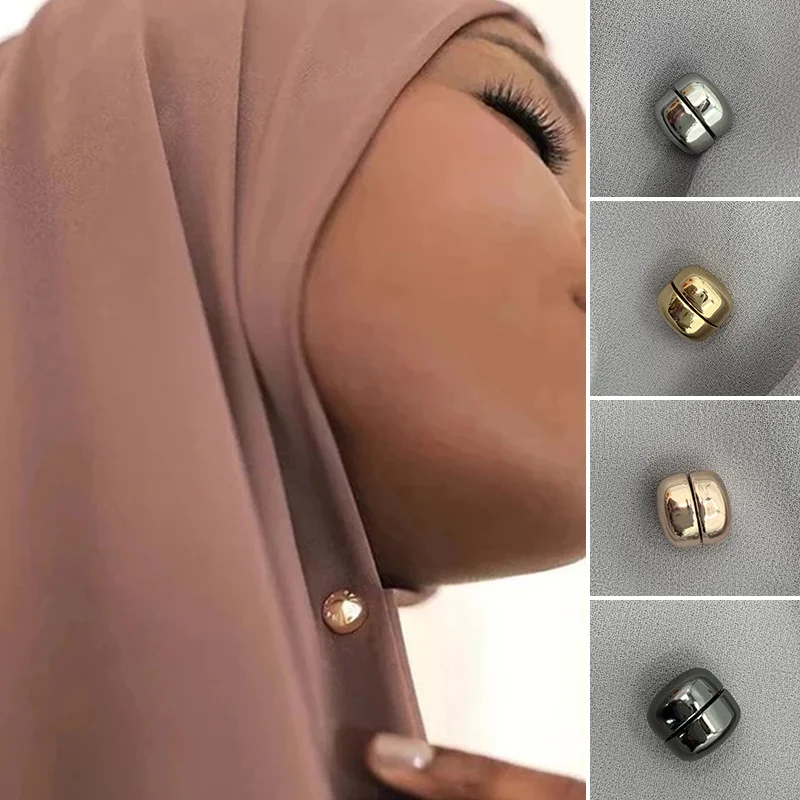 

Магнитная пряжка Hijabs для женщин, нескользящий круглый шарф, шарфы, зажим, брошь, пряжки, металлическая мусульманская шаль, шелковые шарфы, за...