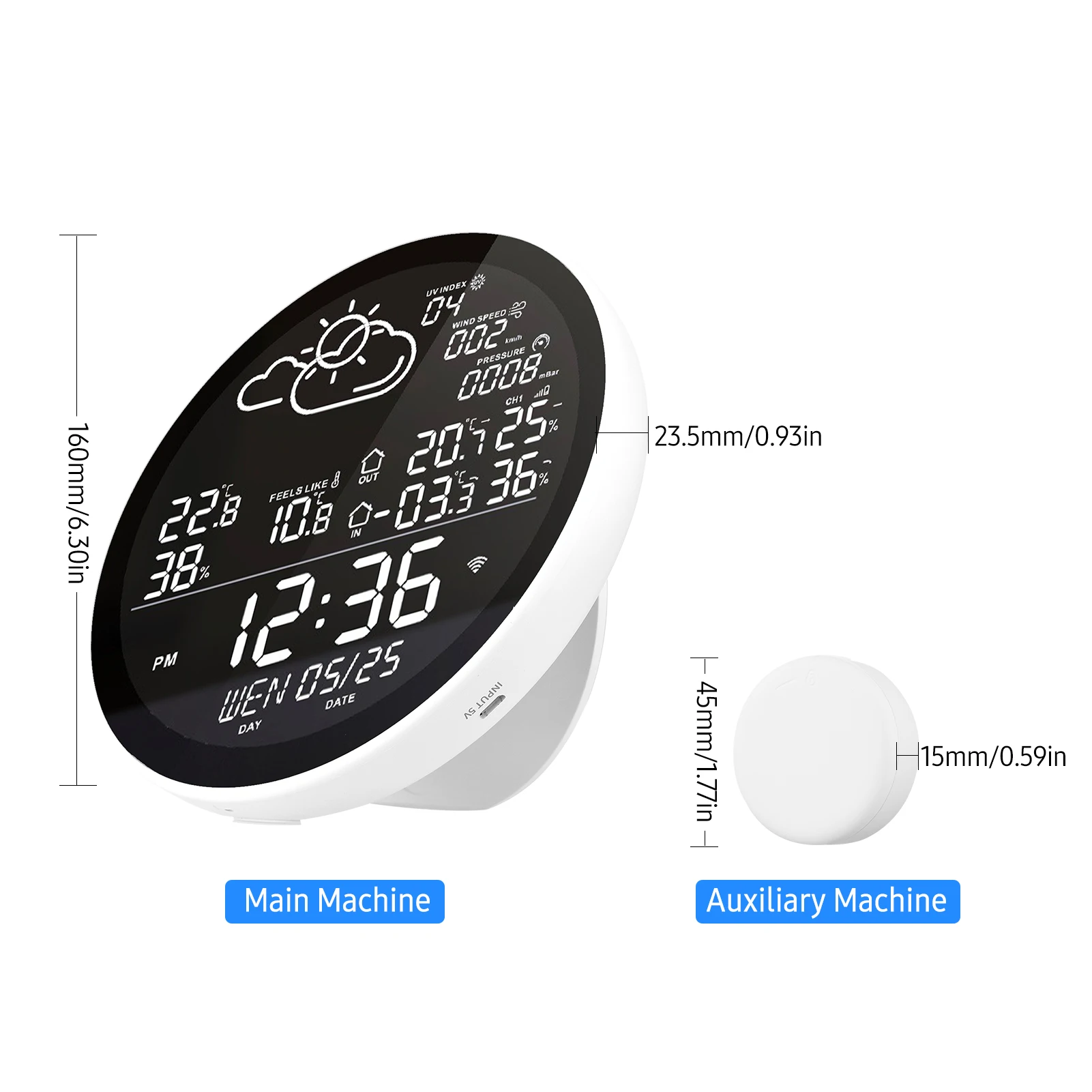 Умная Метеостанция tuya с Wi-Fi и часами измеритель температуры влажности погодные