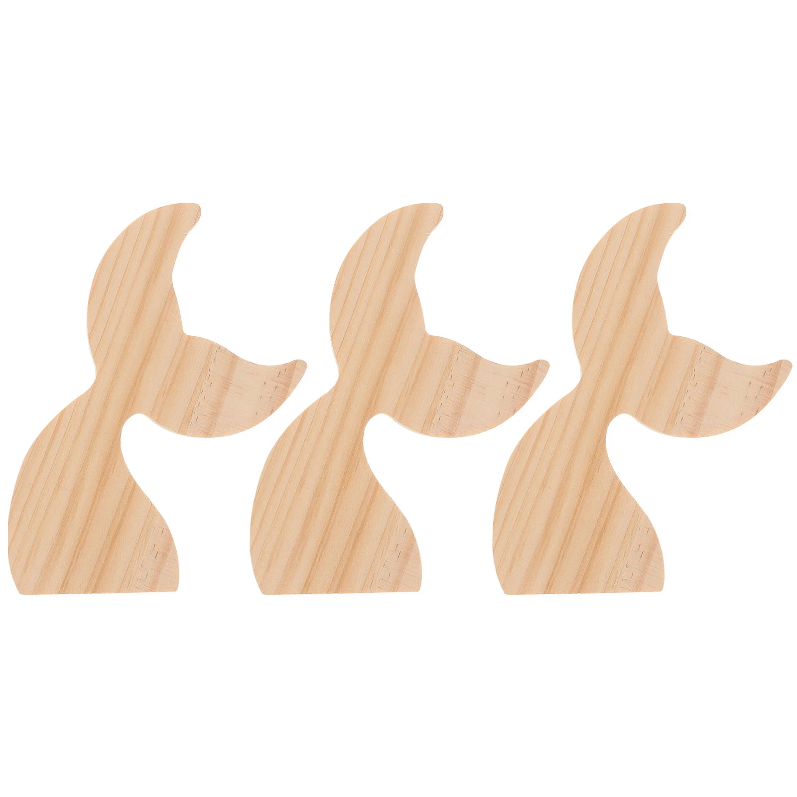 

3 Pcs Poppets Kids Whale Tail Decorations Desktop Ocean Animal Wooden Mermaid Toy Blank Hollow Out Fishtail Block Ornaments