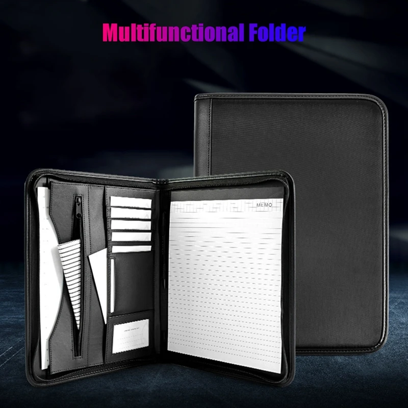 

A4 PU Leather Folder Multi-Function Office Organizer Planner Notebook School Office Folder For Documents