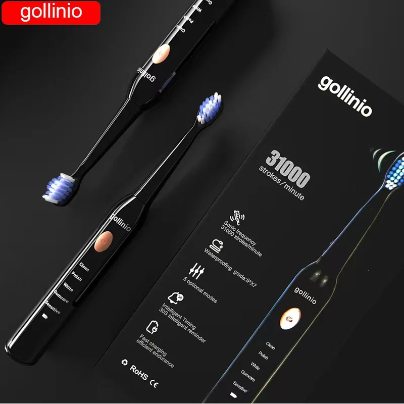 

Электрическая зубная щетка Gollinio xp7 GL11, звуковая электрическая щетка с быстрой зарядкой через usb, Сменная головка для электрической зубной ще...