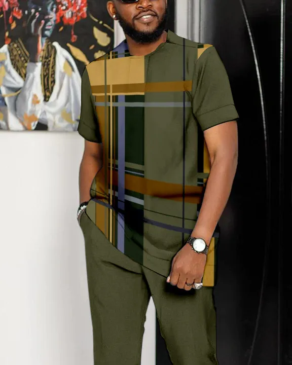 Fashion Summer Men's O-Neck T-Shirt 2-Piece Set Tracksuit Outfit Street Short Sleeve Jogging Clothes Oversized Casual Male Suit