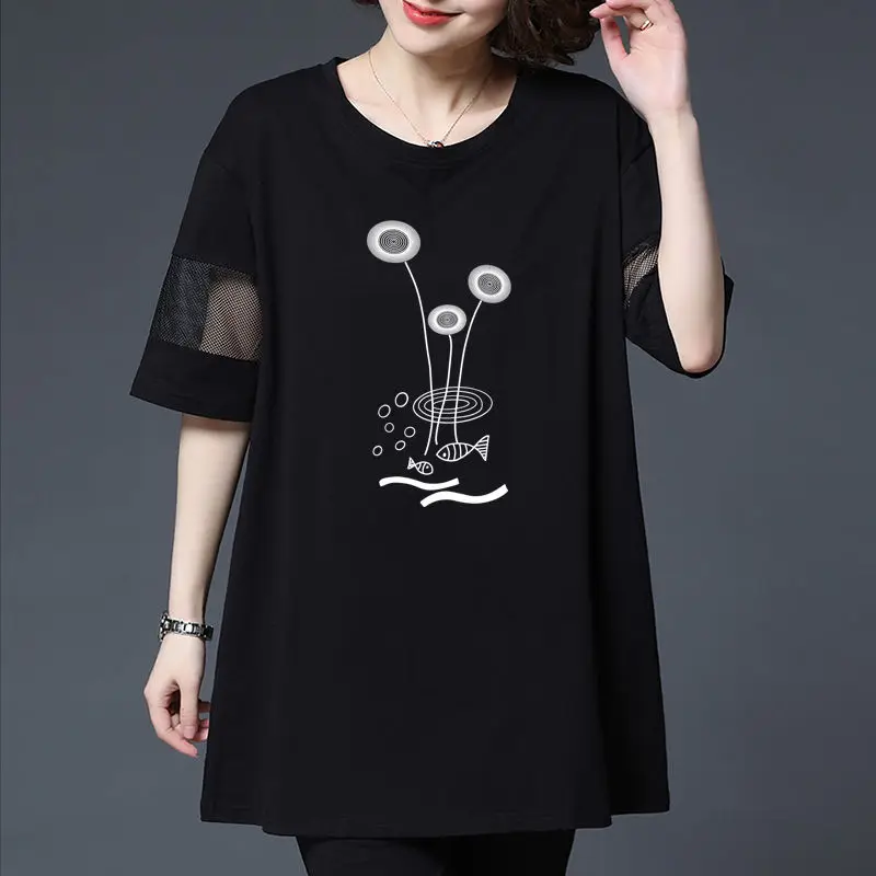 

Plus Size 6XL Summer Fashion T Shirt Woman O Neck Short Sleeve T-shirt Woman Korean Style Oversized TShirts Women Shirts J380