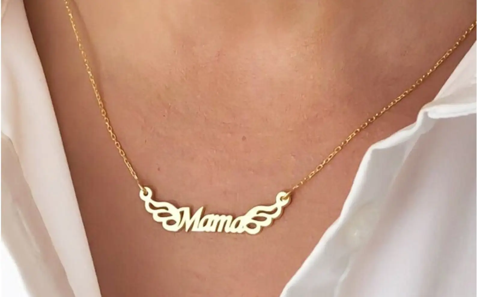

Cute Angel Wings Necklace Custom Name Necklace Pendant Stainless Steel Personalized Nameplate Choker Women Girl Jewelry Gift