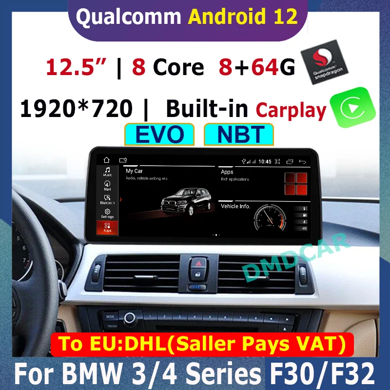 

12.5" Snapdragon Android 12 8+64G Car Multimedia Player GPS for BMW BMW X3 F25 X4 F26 2011-2016 CarPlay Radio Video Screen