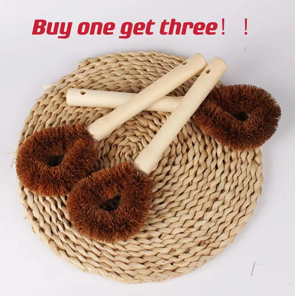 

Handmade Native Culture Natural Coconut Palm Pot Brush Wood Handle Does Not Stick To The Oil Kitchen Wood Brush Washing PotBrush