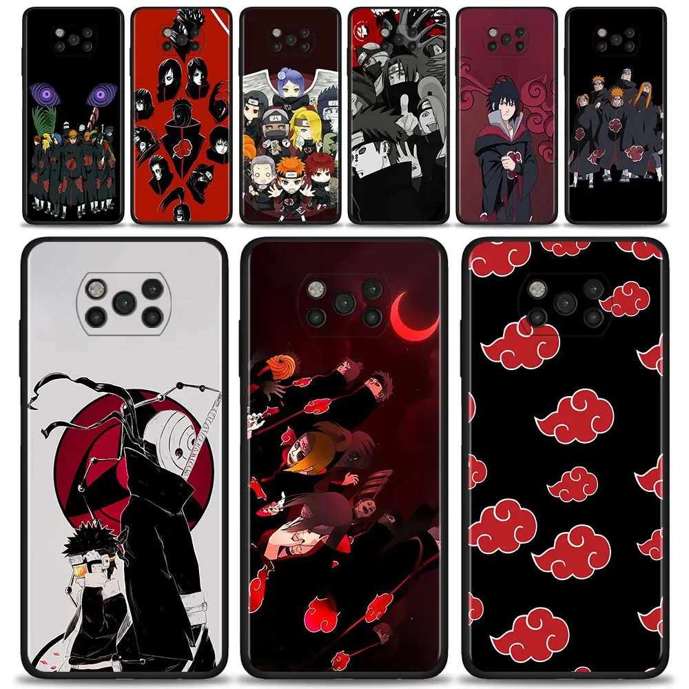 

Nime Naruto Akatsuki Sect Phone Case For Xiaomi Poco X3 NFC M3 M4 Pro F3 GT Mi 12 10T Note 10 11 Lite 11T Pro 9T Silicon Cover