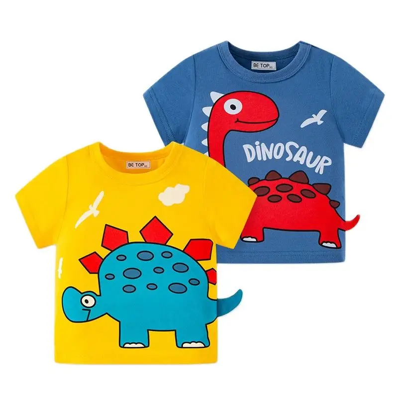 

Boys Fashion Cartoon T-shirts Kids Dinosaur Print T Shirt For Boys Children Summer Short Sleeve T-shirt Cotton Tops Clothing