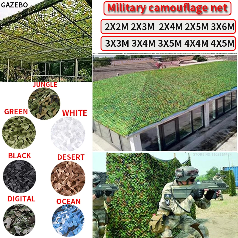 Filet de Camouflage militaire pour la chasse  uniforme militaire  tente d'ombrage pour voiture