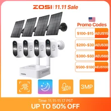 ZOSI 2K 8CH Battery Powered Wireless Security Camera System 3MP Wire-Free Outdoor Indoor Home Surveillance Cameras