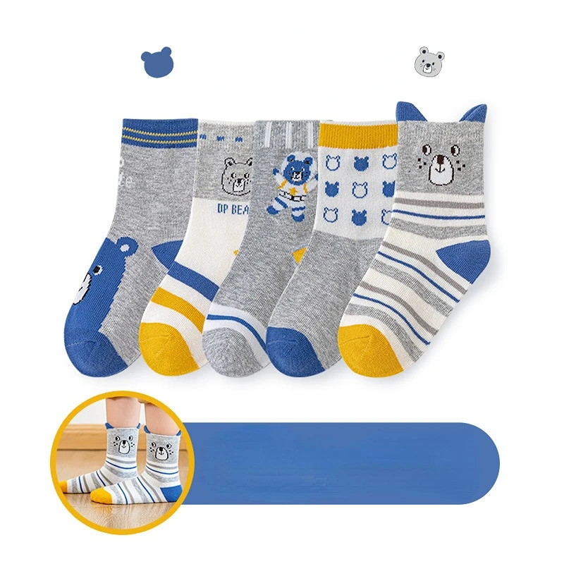 5 пар Детские хлопковые носки на возраст 0-8 лет