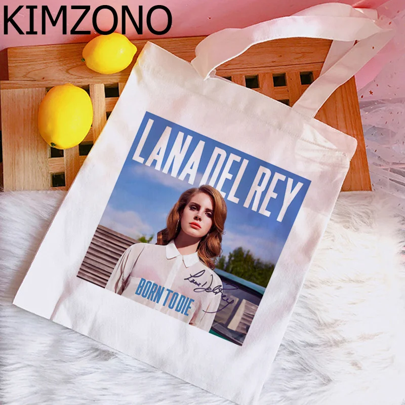 

Lana Del Rey shopping bag bolso shopper shopping bolsas de tela bolsa reusable bag string net woven sacolas