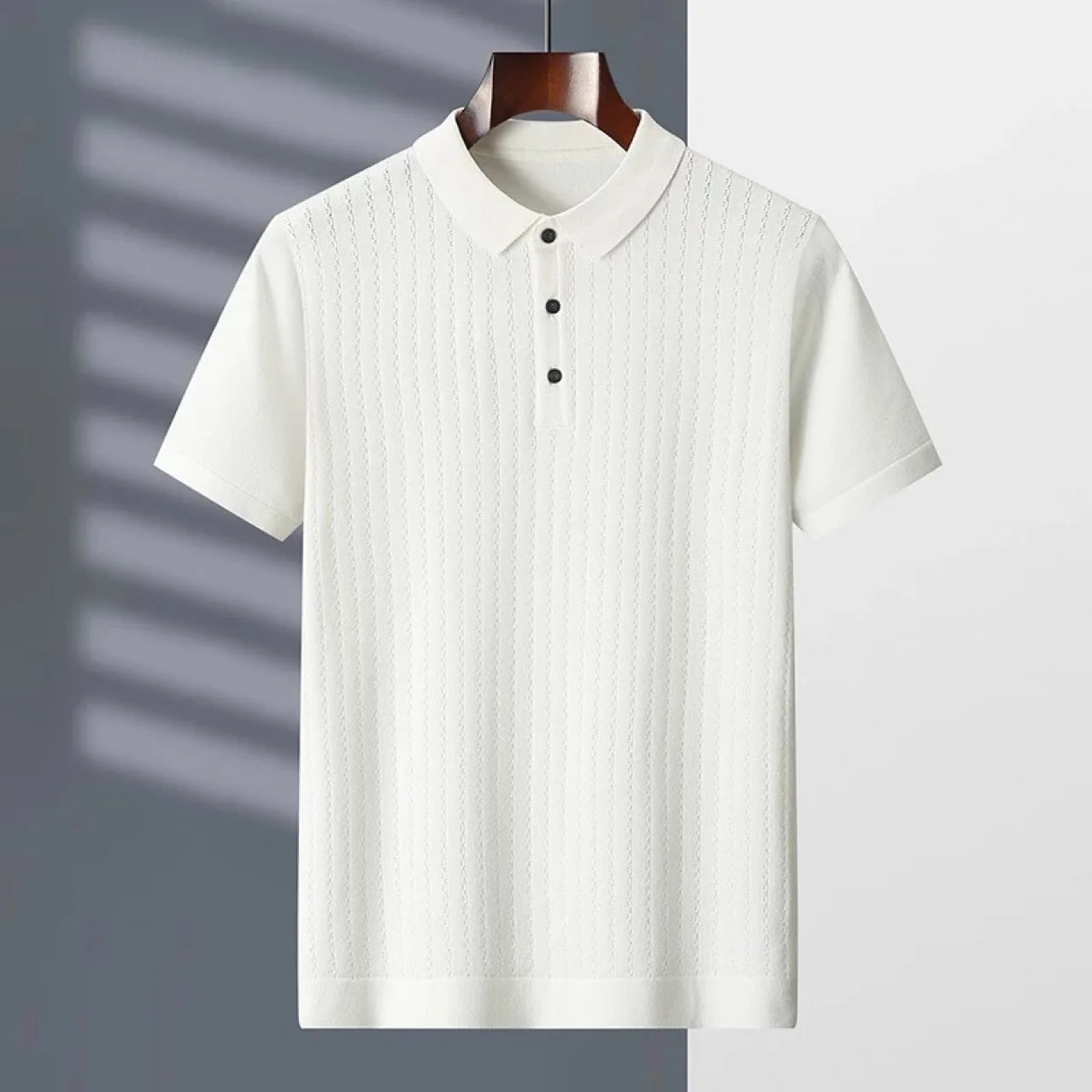 

Рубашка-поло мужская с коротким рукавом, топ, облегающая новая рубашка с лацканами, вязаная деловая Повседневная футболка с рукавом до локтя, дизайнерская одежда