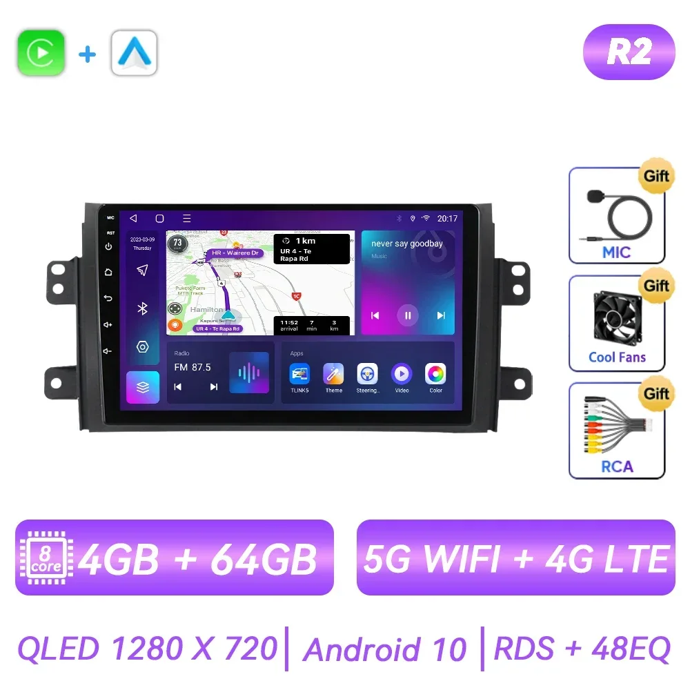 

Автомагнитола на Android для Suzuki SX4 2006 2006 2007 2008 2009 2010 2011 2012 Fiat Sedici 2005 2006 2007 2008 2009 2010 2011 2012 2013 2014, мультимедийный видеоплеер для Carplay, gps-навигация, сенсорный экран