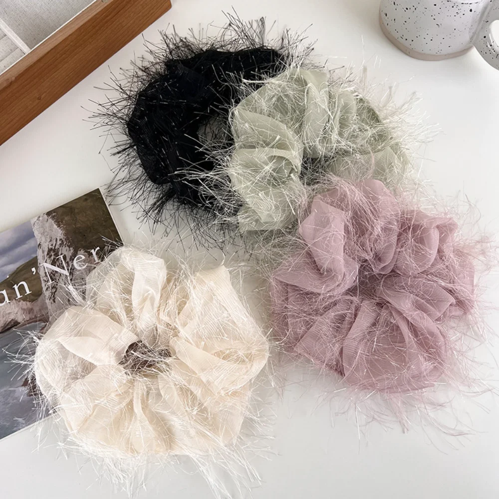 Fashion Korean Gauze Floating Flocculent Large Intestine Hair Ring Women's Cute Fashion Headdress Hair Tie