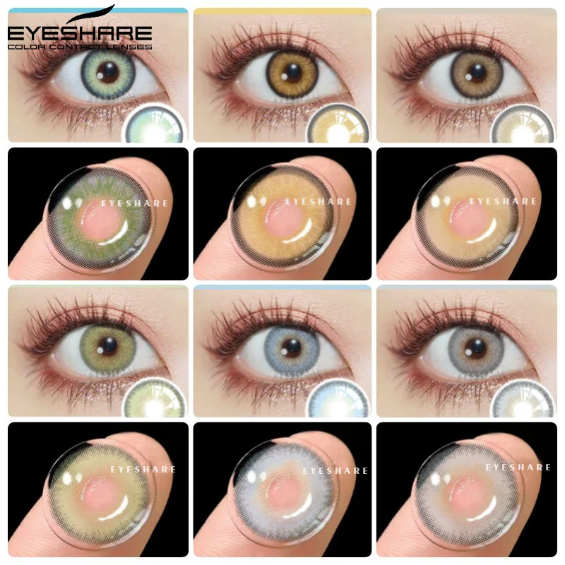

Цветные контактные линзы EYESHARE для глаз, косметические красивые контактные линзы голубого цвета для глаз, 2 шт. (1 пара), ежегодное использование