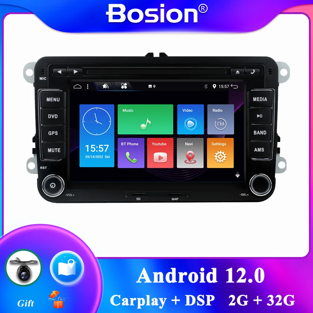 

Car Radio 2 Din DVD GPS For Volkswagen Polo Golf Passat Jetta MK5 MK6 B6 B7 Eos Bettle Seat Skoda Android 12.0 WIFI RDS USB DAB
