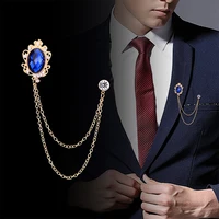 fashion tassel crystal chain brooch mens womens shirt collar pins brooches women accessories luxury lapel pin gem badge jewelry