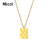 rectangular checkerboard pendant necklace high quality titanium stainless steel simple fashion ladies plaid necklace jewelry