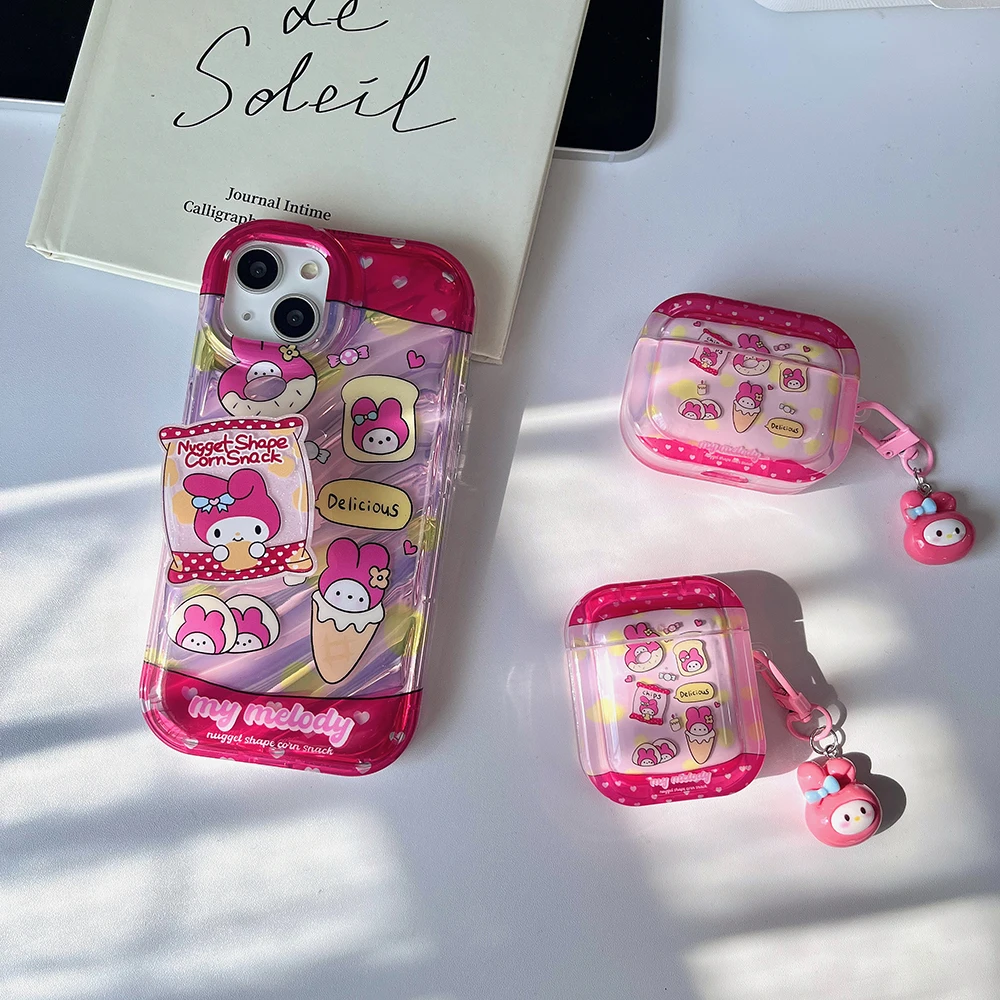 

Snack Sanrio Mymelody with Pendant for Apple AirPods 1 2 3 Case AirPods Pro 2 Case IPhone Earphone Accessories Air Pod Cover