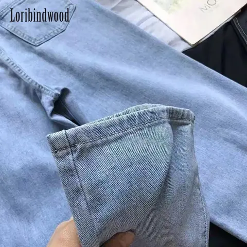 2022 Light Jeans Summer Thin Loose Straight Leg Korean Version Students Versatile Wide Leg Pants Classic Trend Versatile