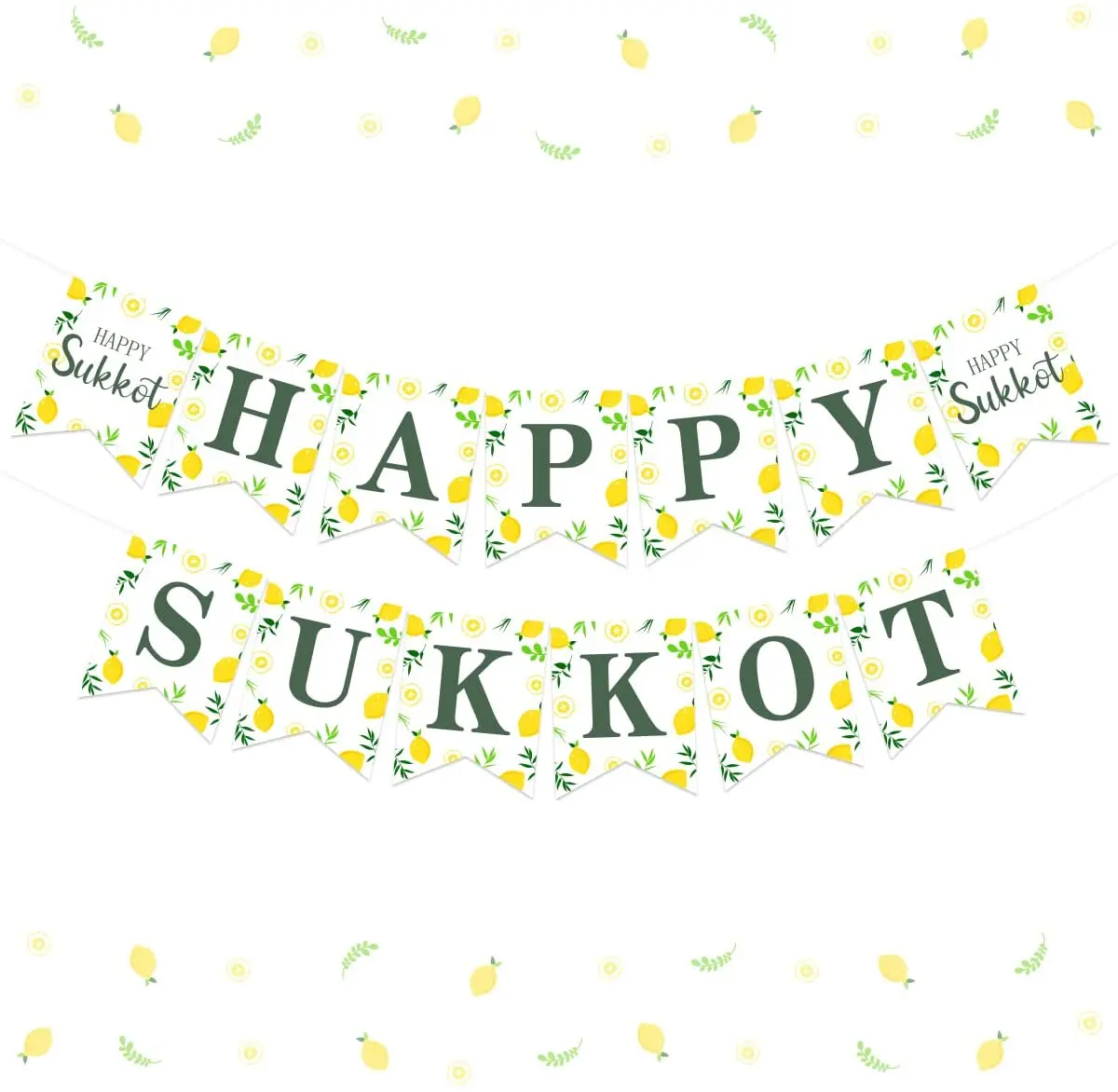 

Sursurprise Happy Sukkot Banner Sukkah Jewish Festival Party Decorations Banner Garland Wall Fireplace Hanging Home Decorations