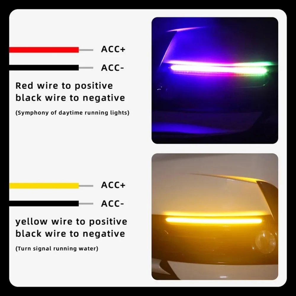 2 шт. RGB дневные ходовые L янтарные светодиодные ленты указателя поворота для
