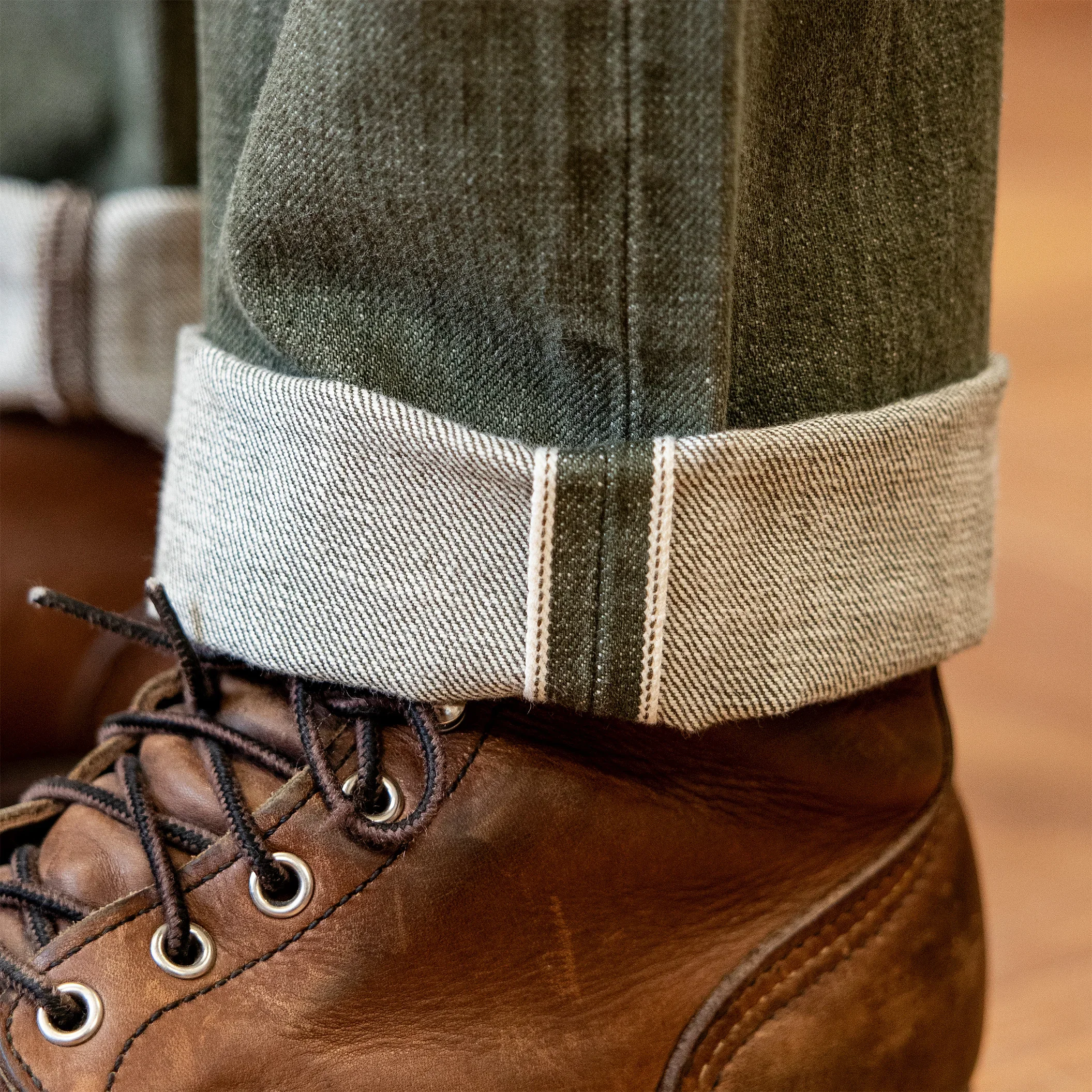 RT-511 Тяжелые брюки Indigo Selvage потертые 14 унций санфоризованные толстые джинсовые