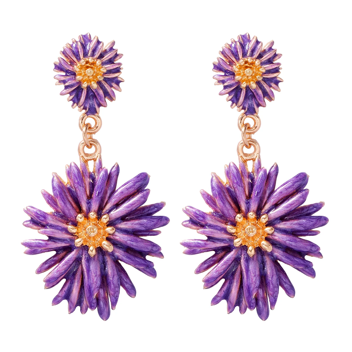 

JURAN Fashion New Purple Coral Shaped Daisy Flower Dangle Earrings for Women 2023 Trend Creative Statement Jewelry Earrings Gift