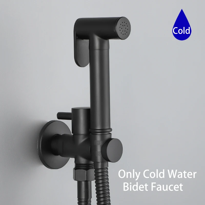 

ULA Black Bidet Faucet Portable Sprayer Toilet Bidet Faucet Only Cold Water Bathroom Shattaf Valve Jet Set Hygienic Shower