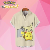 trendyol men kpop clothes street mens clothing gift for kids blouses and shirts pok%c3%a9mon pikachu hawaiian shirt man anime summer