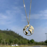vintage origami simple earth world map necklace for womenmen geometric fashion korea party pendants choker jewelry gifts
