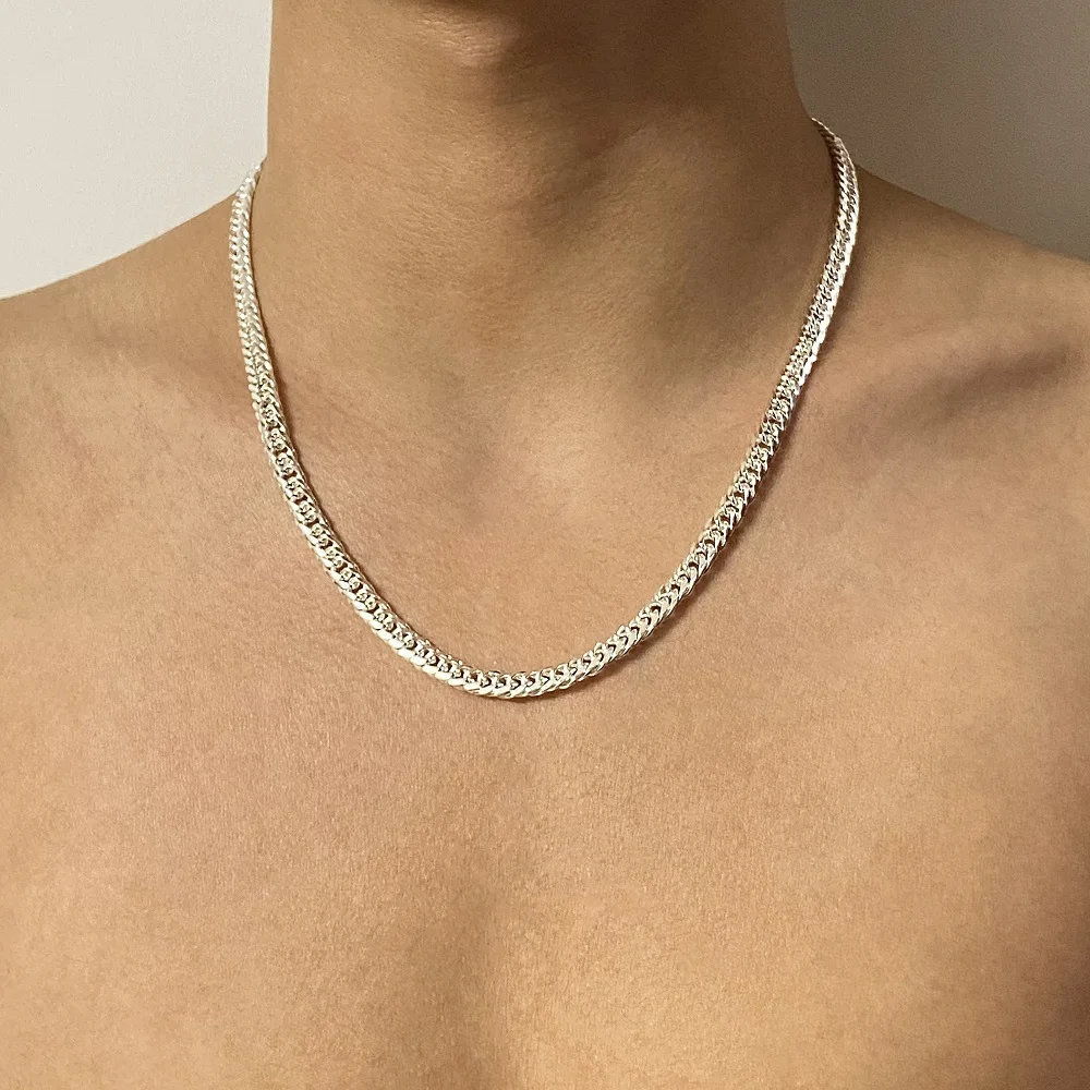 

Fine high quality 925 Stamped Silver 6MM chain Necklaces for Men's Woman Fashion Noble designer Party Wedding Jewelry gifts