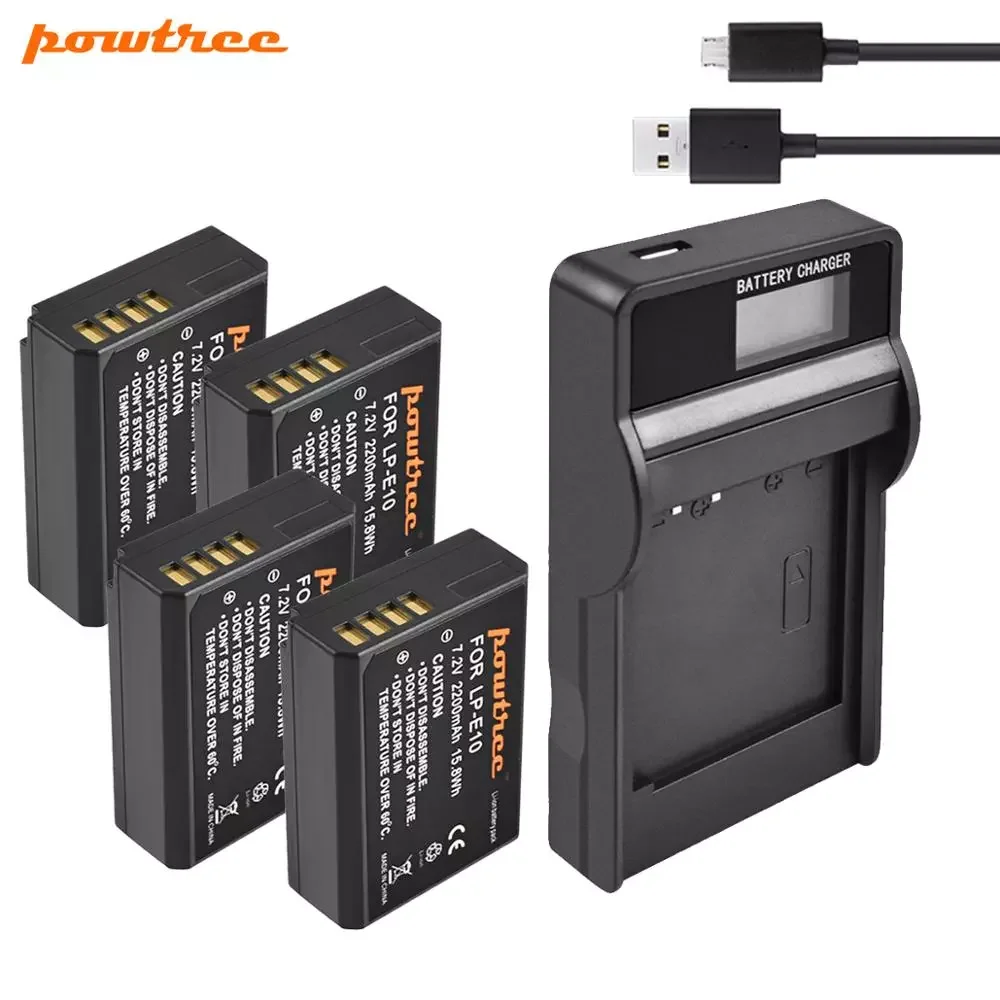 

Powtree LP-E10 LPE10 LP E10 Camera battery + USB LCD Charger for Canon EOS 1100D 1200D 1300D Rebel T3 T5 T6 KISS X50 X70 Battery