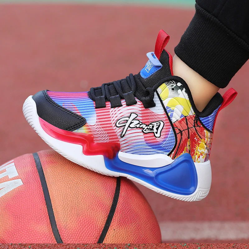 2022 Autumn Double-sided Net Children's Sports Teenagers Boys Girls Basketball Shoes Light Sports Shoes Running Shoes