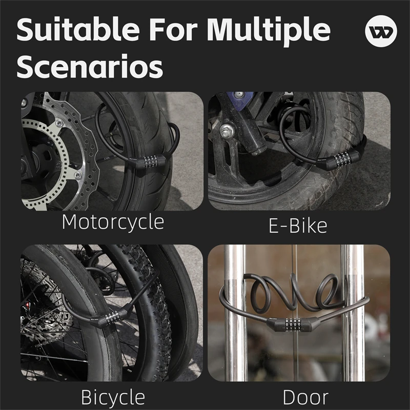 Замок для велосипеда противокражный стальной трос с 4-значным паролем