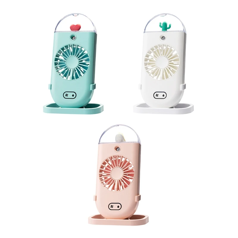 

Mini Handheld USB Fan Personal Handy Fan for w/ LED Night Light for Students Adu