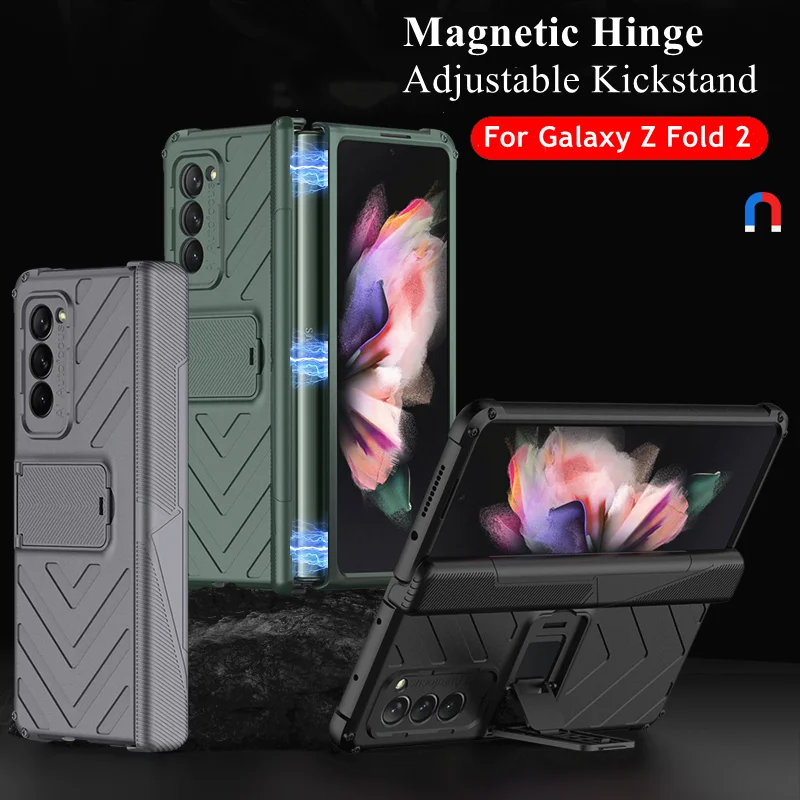 

Case for Samsung Galaxy Z Fold 5 2 3 4 Adjustable Kickstand Magnetic Hinge Full Protection Shockproof Hard Plastic Cover Case