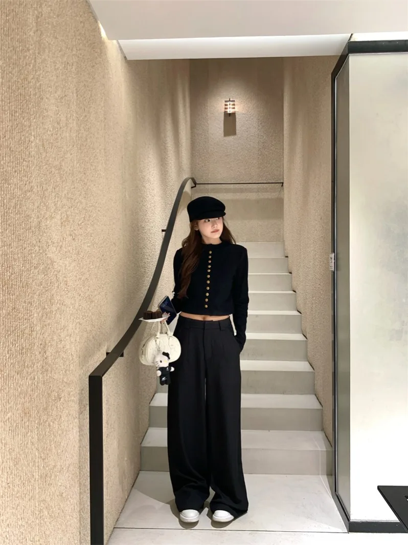 Pphome French sle изящная черная короткая верхняя одежда женская осенне-зимняя