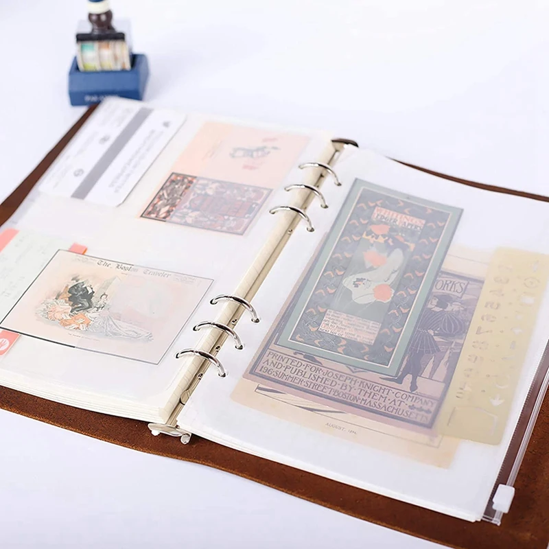 100 шт. прозрачные папки на молнии с 6 отверстиями