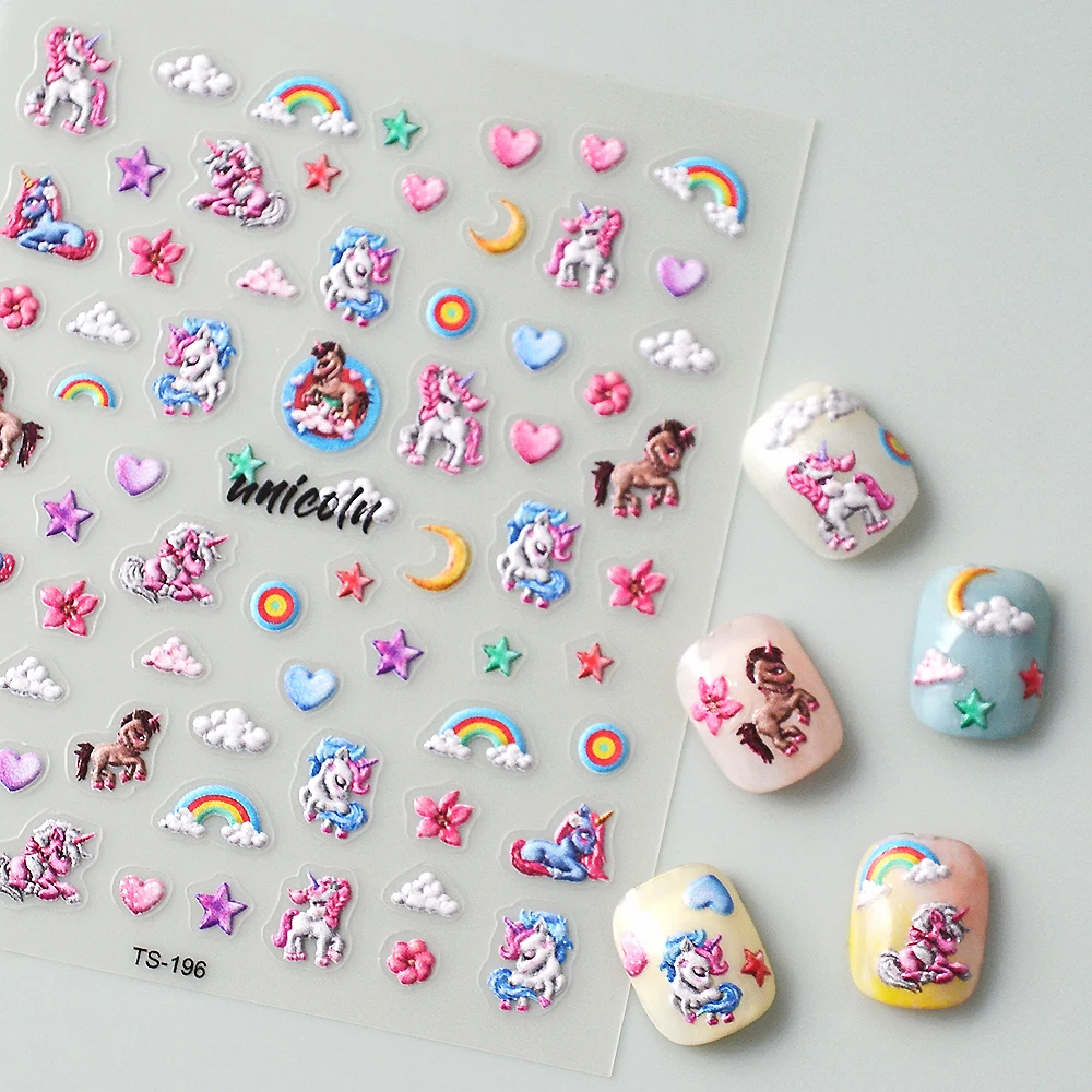 

Moon Star and Unicorns 5D Nail Stickers DIY Acrylic Engraved Nail Manicure Decoration