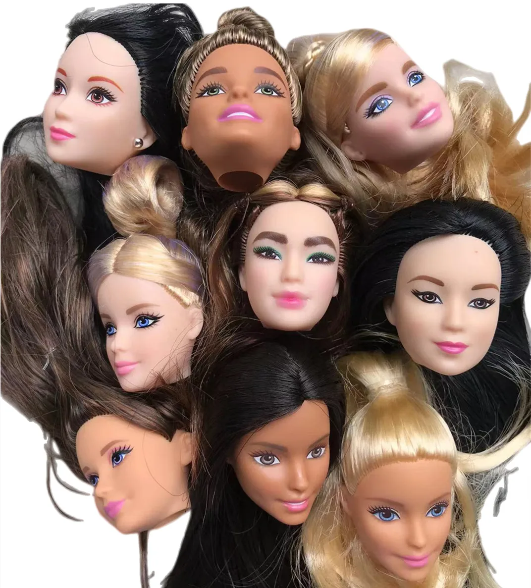 Ful Soft Hair Doll Heads 1/6 Doll Accessories Diy Dressing Doll Figure Girl Collection Rare Face Doll Gift Toys