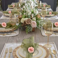 hot 4pcs rose flower napkin rings crafts vine design napkin holder rings table decorations for wedding valentinesbanquet