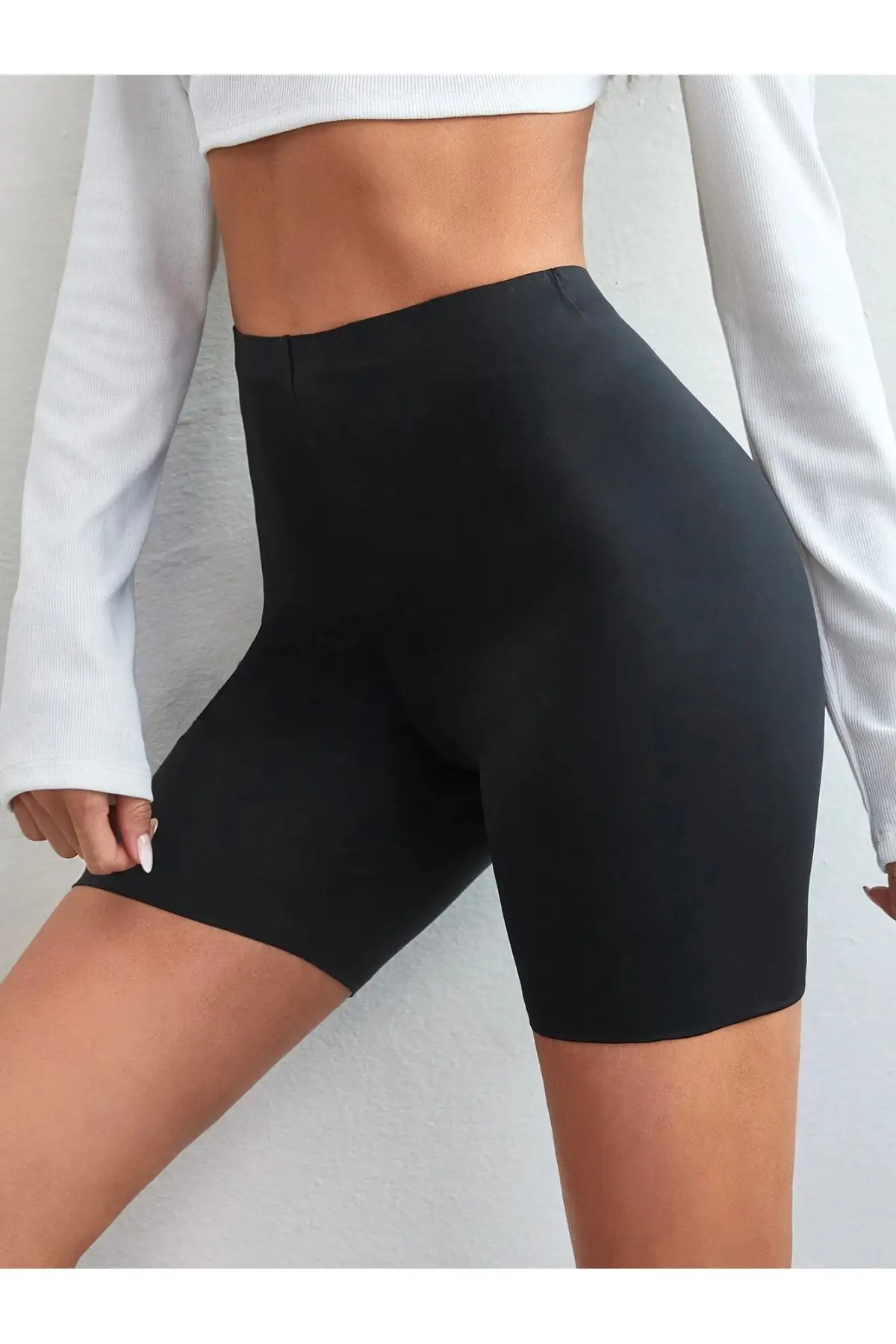 

Women's Shorts Seamless Gathering And Firming Laser Cut Short Piece Black New Summer Bermuda Basic Short