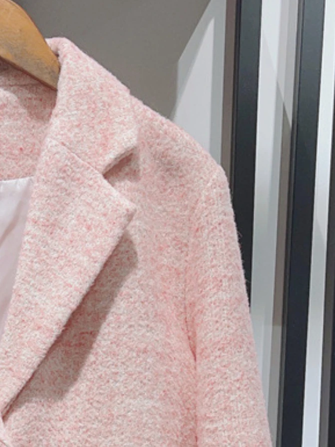 

Early Spring New Women's Metal Buckle Tweed Short Coat/miniskirt