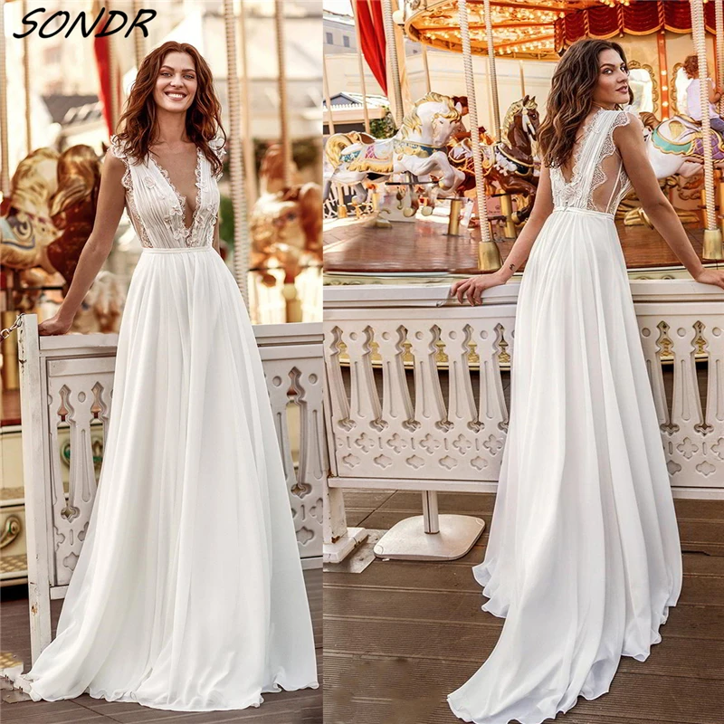 

2022 White Elegant Wedding Dresses Lace V Neck Sexy Maxi Party Long Dress