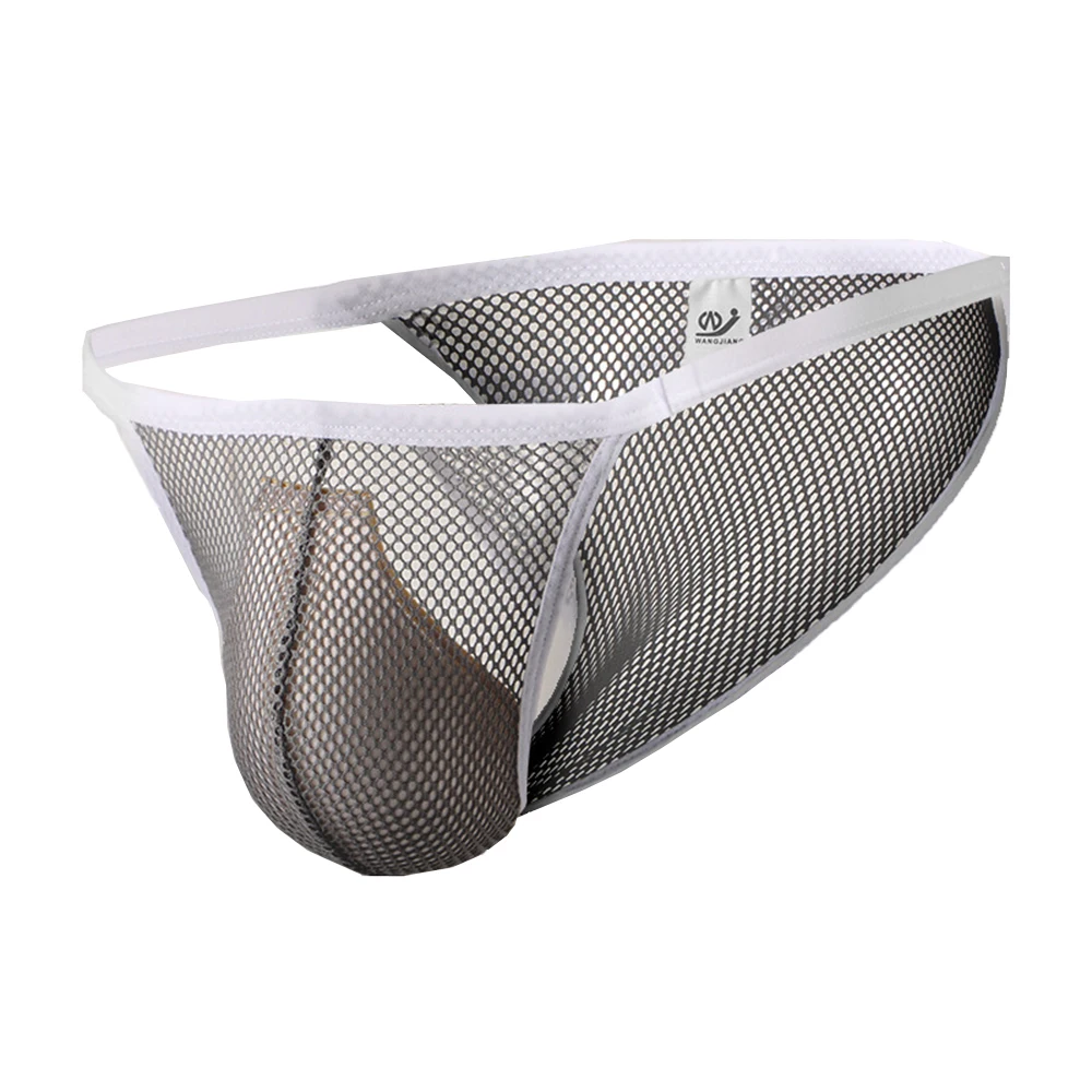 Mesh Men Briefs Sexy Jockstrap Sexy Lingerie Low Waist Underwear Quick Dry Pouch Backness Underpants Ultra-thin Bikini Thongs