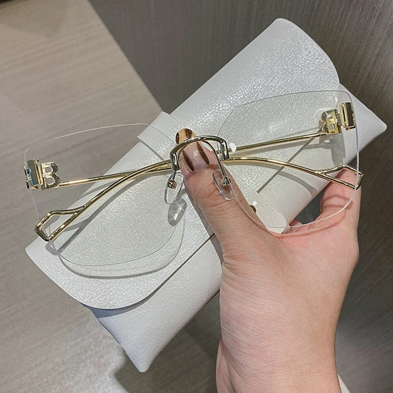 

2021 fashion new frameless Sunglasses Women's Sunglasses trend large frame net red plain Sunglasses